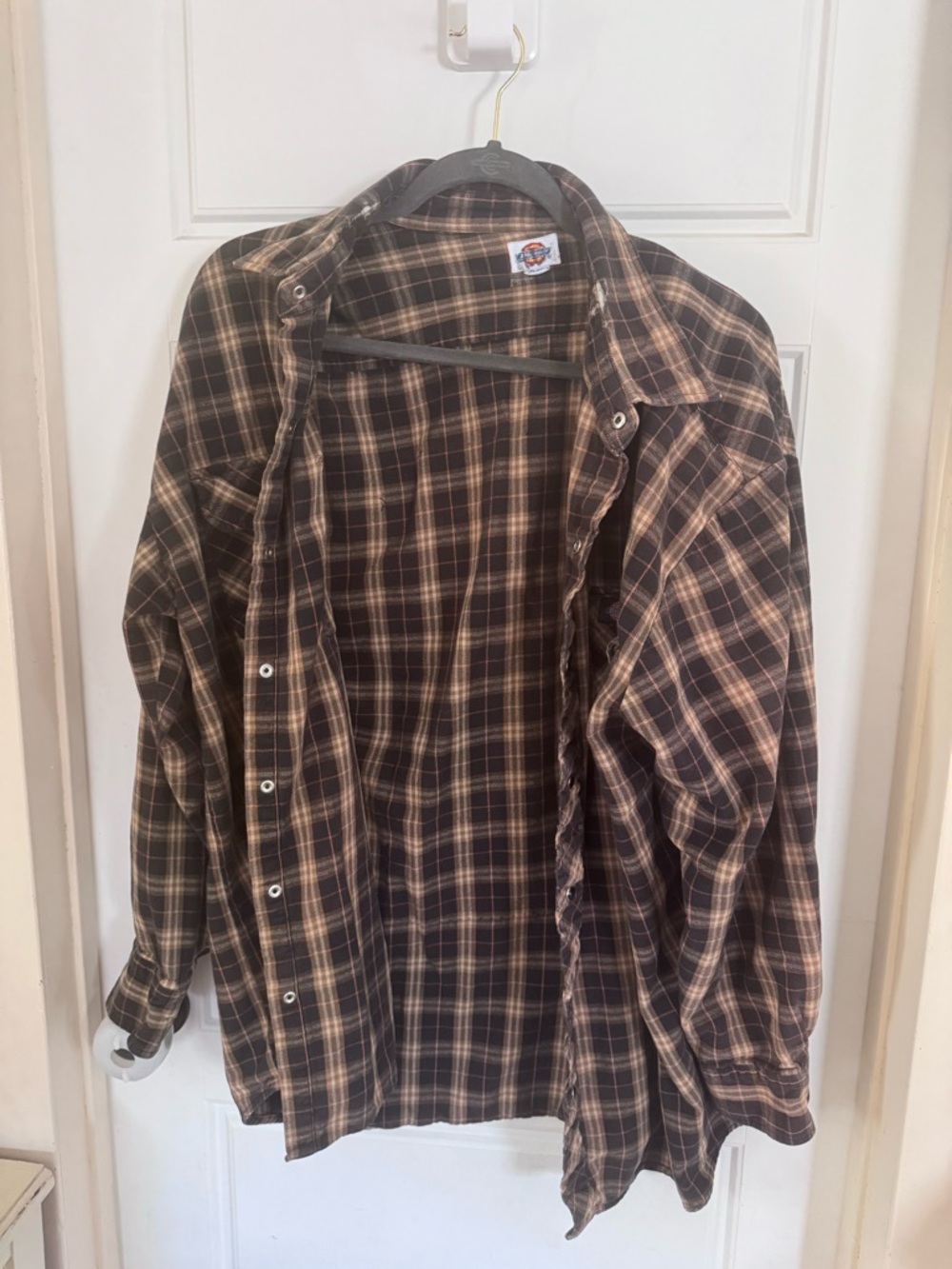 Dickies Brown and Tan Plaid Work Shirt